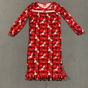 Peanuts Snoopy‎ Red Plaid Long Sleeve Girls's M Nightgown Pajamas Sleepwear